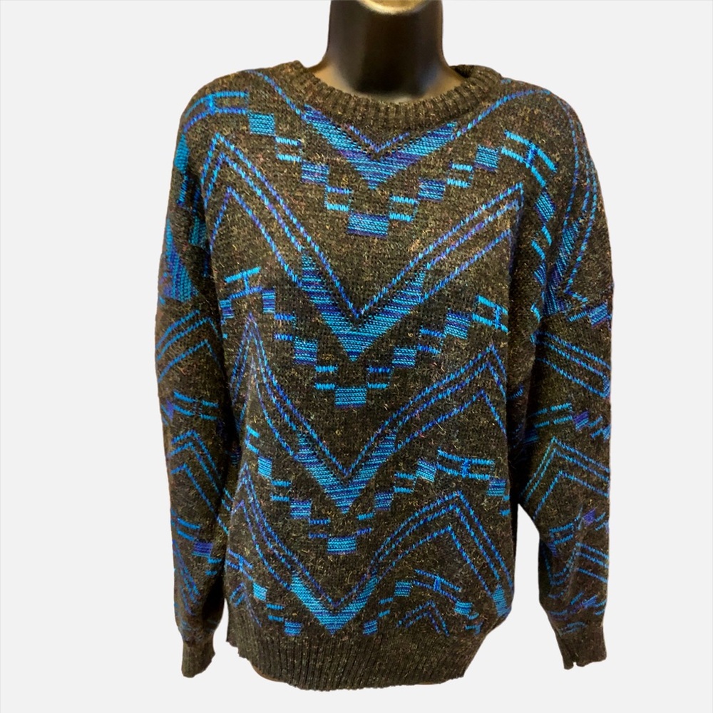 Vtg Michael Gerald Large Abstract Patterned Knit … - image 1